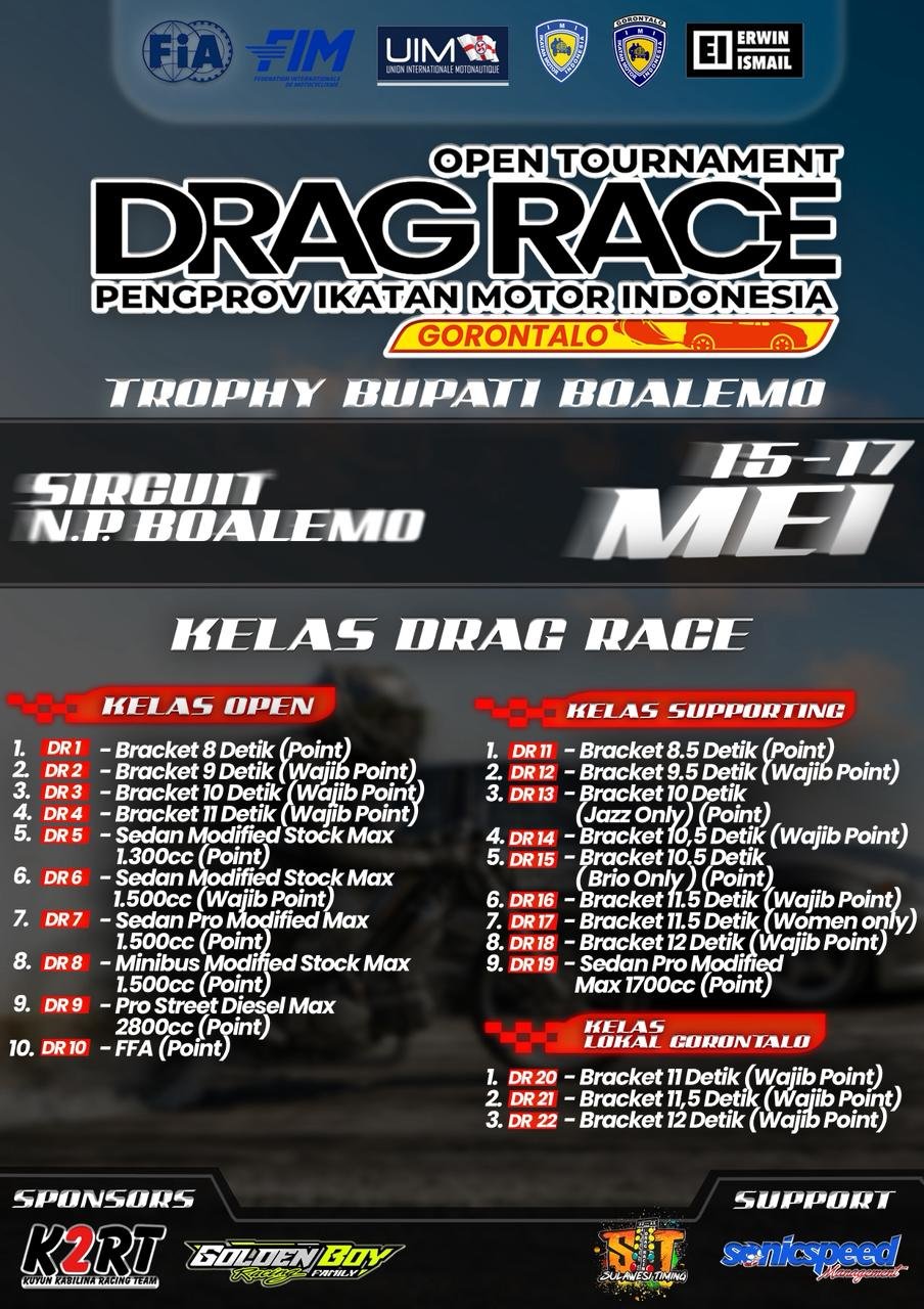 OPEN TOURNAMENT DRAG RACE PENGPROV IMI GORONTALO