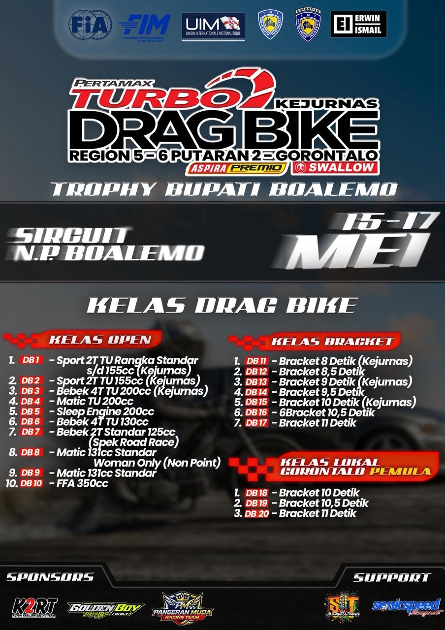 PERTAMAX TURBO KEJURNAS DRAG BIKE REGION 5 - 6 PUTARAN 2 -  GORONTALO